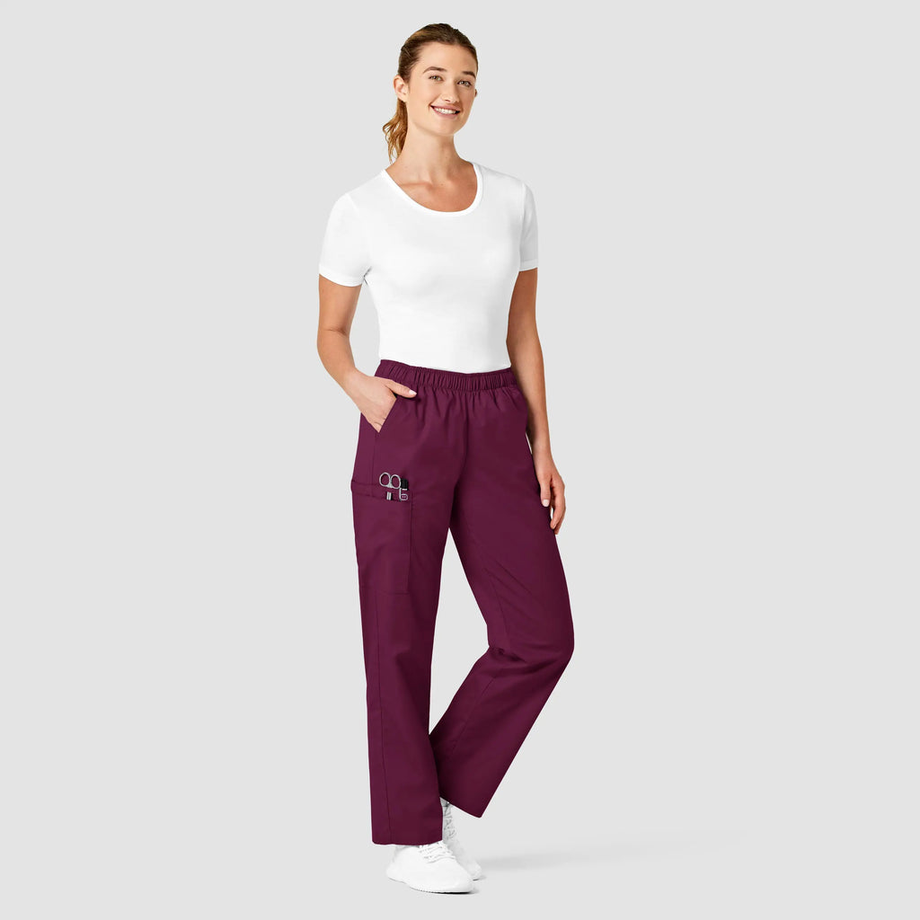 Wink Scrubs Women's Pull-On Cargo Scrub Pant Wine | scrub-supply.com