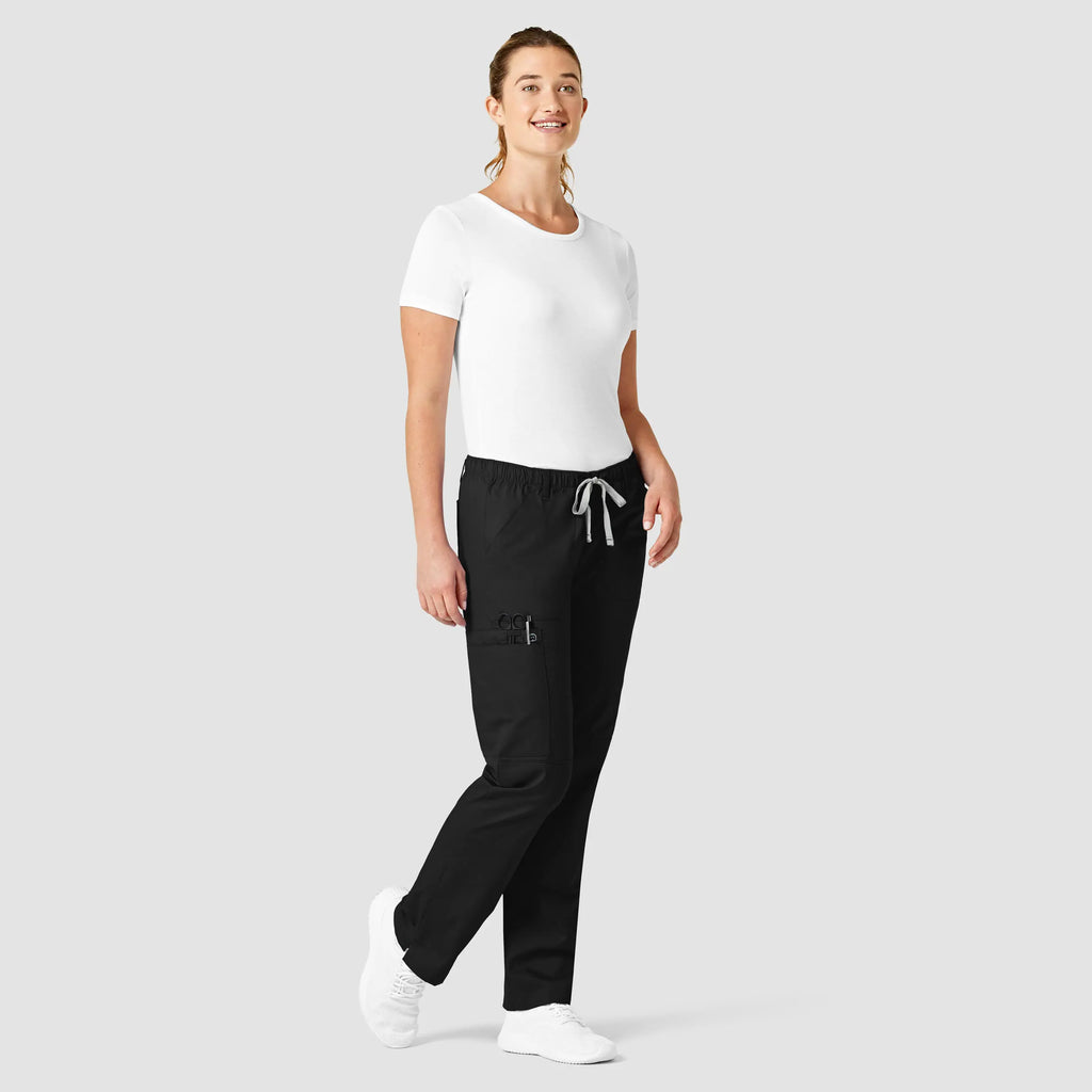 Wink Scrubs Women's Straight Leg Cargo Scrub Pant Black | scrub-supply.com