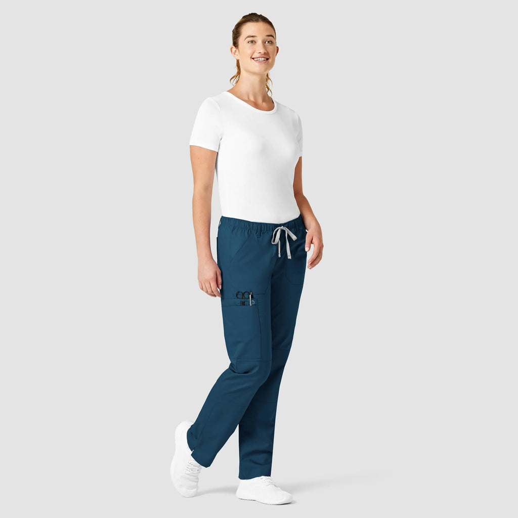 Wink Scrubs Women's Straight Leg Cargo Scrub Pant Caribbean Blue | scrub-supply.com