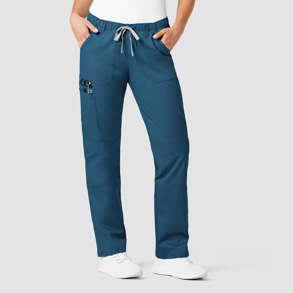 Wink Scrubs Women's Straight Leg Cargo Scrub Pant Caribbean Blue | scrub-supply.com