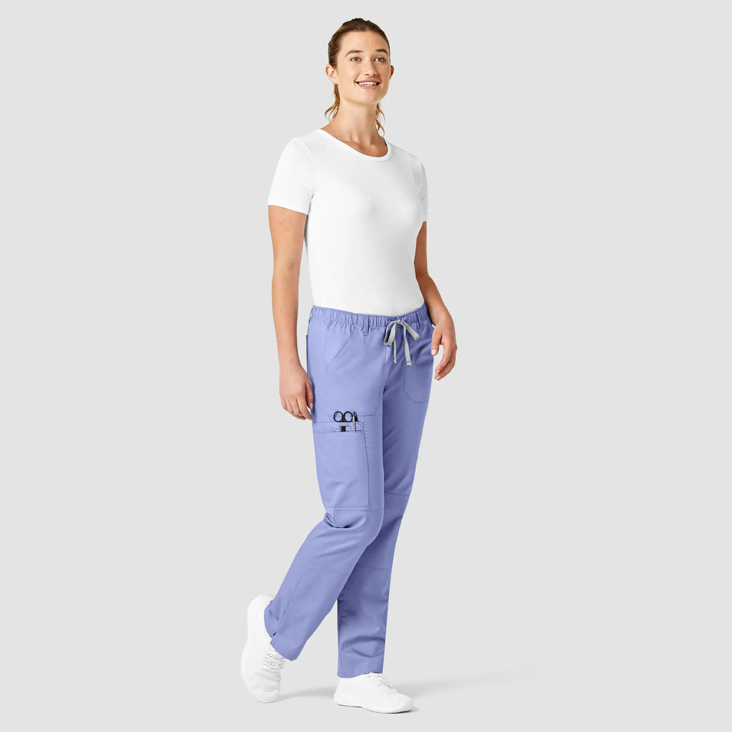 Wink Scrubs Women's Straight Leg Cargo Scrub Pant Ceil Blue | scrub-supply.com