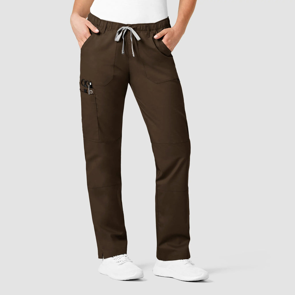 Wink Scrubs Women's Straight Leg Cargo Scrub Pant Chocolate | scrub-supply.com