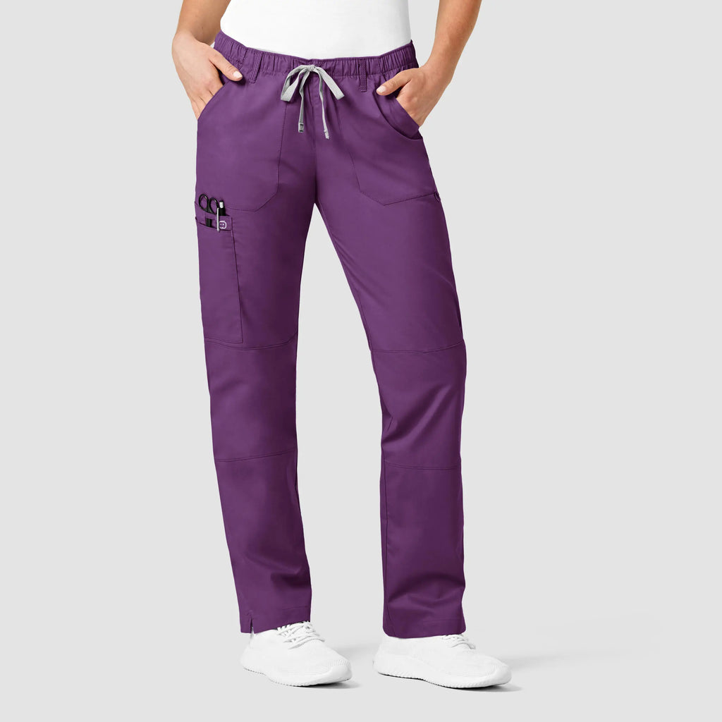 Wink Scrubs Women's Straight Leg Cargo Scrub Pant Eggplant | scrub-supply.com