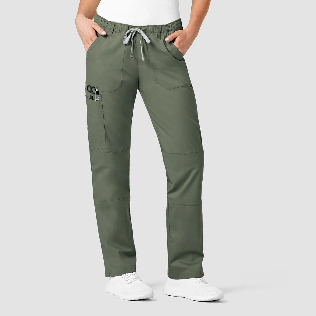 Wink Scrubs Women's Straight Leg Cargo Scrub Pant Olive | scrub-supply.com