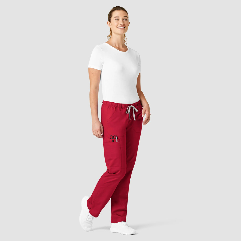 Wink Scrubs Women's Straight Leg Cargo Scrub Pant Red | scrub-supply.com