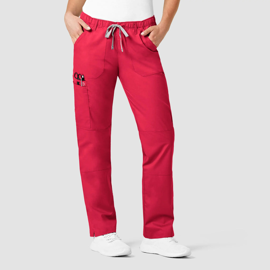 Wink Scrubs Women's Straight Leg Cargo Scrub Pant Red | scrub-supply.com