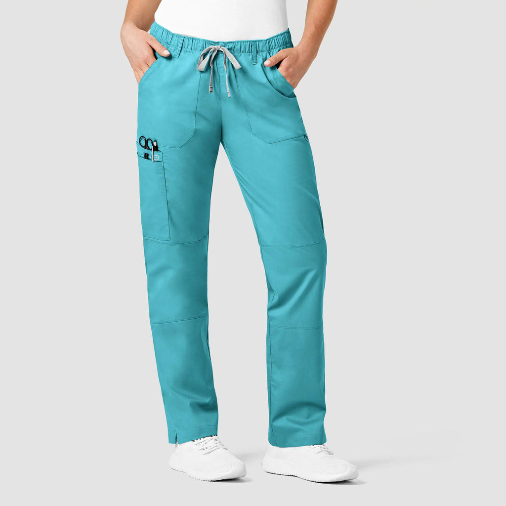 Wink Scrubs Women's Straight Leg Cargo Scrub Pant Teal | scrub-supply.com