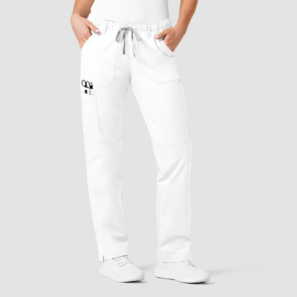 Wink Scrubs Women's Straight Leg Cargo Scrub Pant White | scrub-supply.com