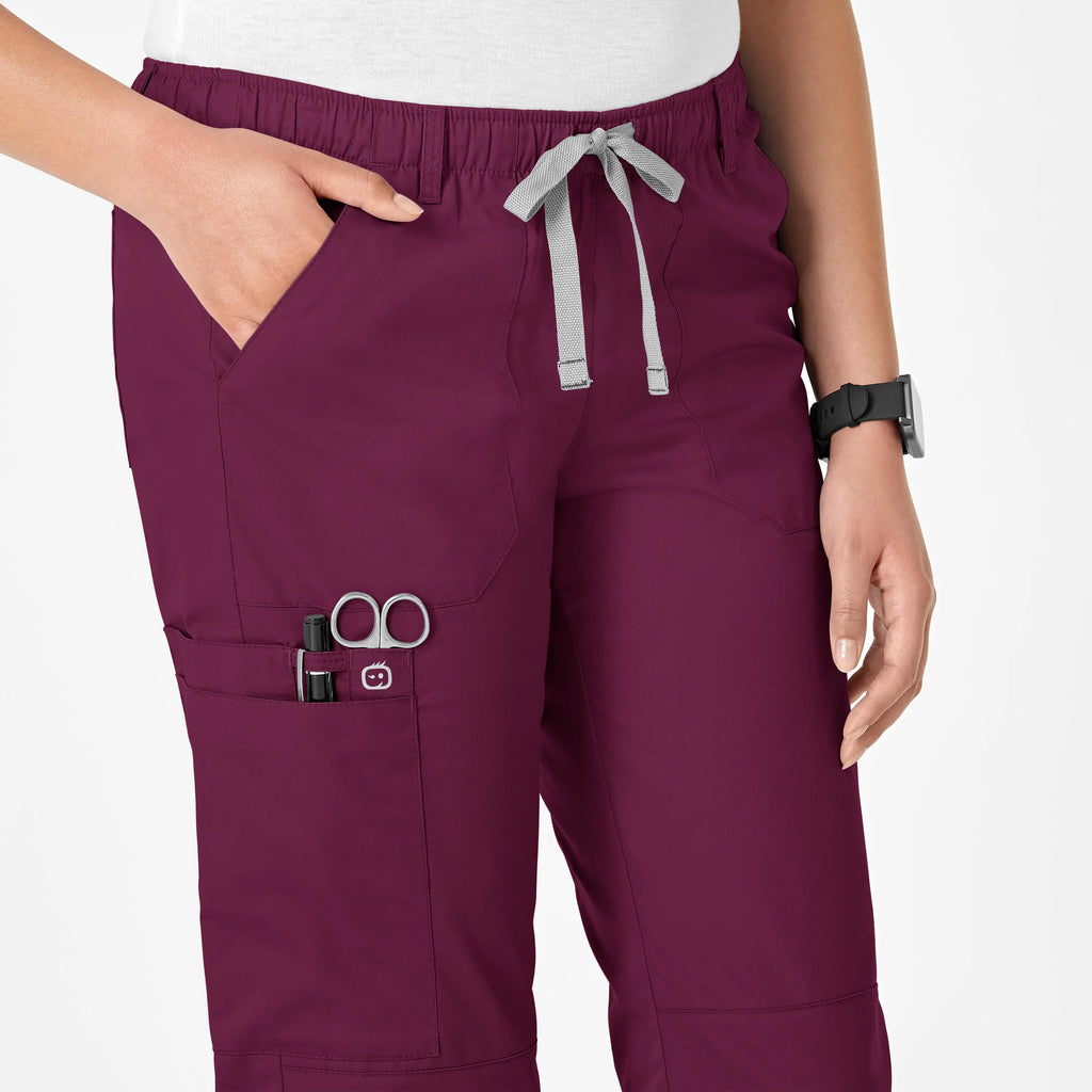 Wink Scrubs Women's Straight Leg Cargo Scrub Pant Wine | scrub-supply.com