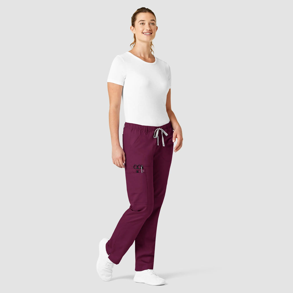 Wink Scrubs Women's Straight Leg Cargo Scrub Pant Wine | scrub-supply.com