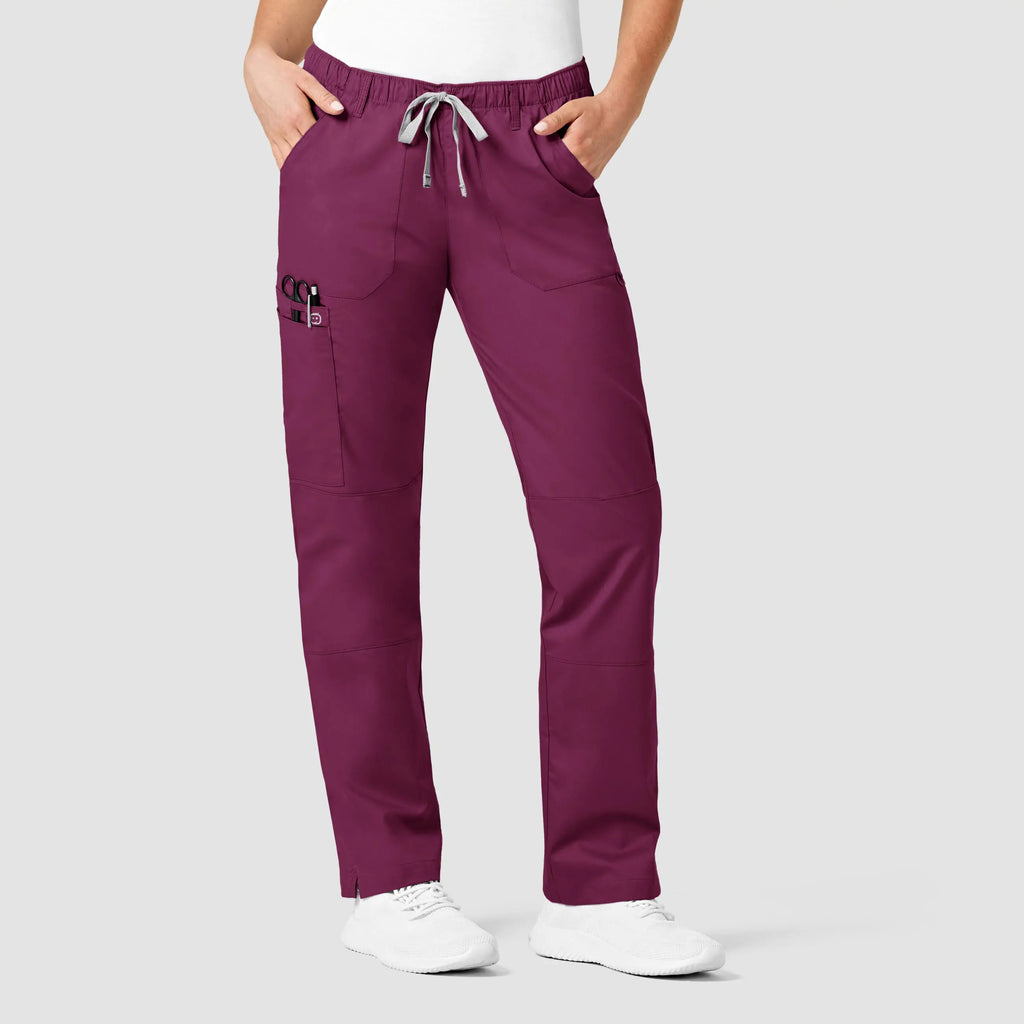 Wink Scrubs Women's Straight Leg Cargo Scrub Pant Wine | scrub-supply.com