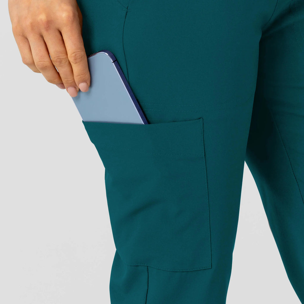 Wink Scrubs Women's Flex-n-Reach Track Scrub Pant Caribbean Blue | scrub-supply.com