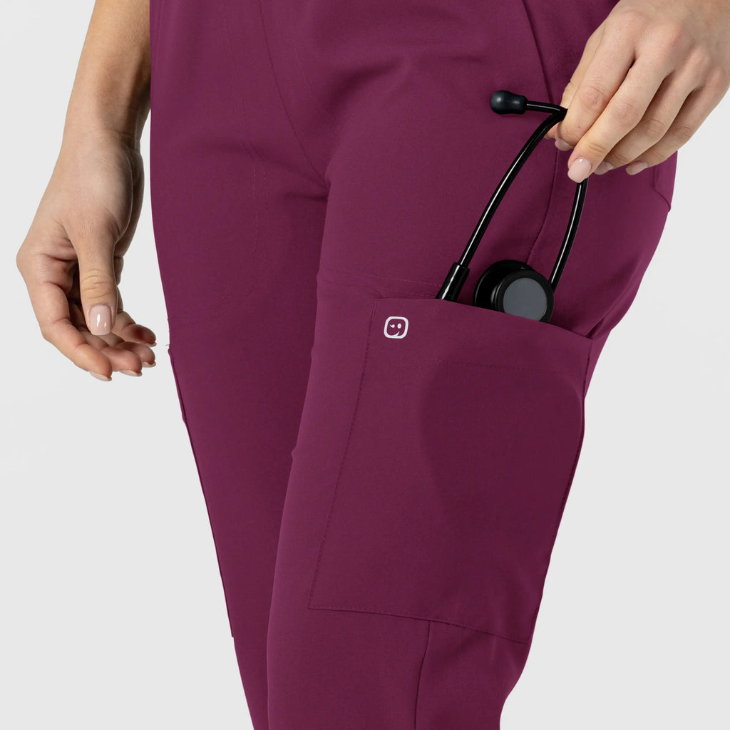 Wink Scrubs Women's Flex-n-Reach Track Scrub Pant Wine | scrub-supply.com