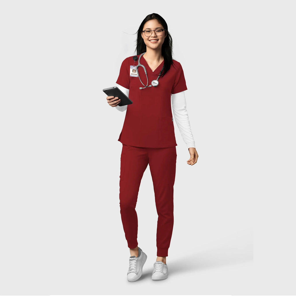 Wink Scrubs Women's Thrive Cargo Jogger Scrub Pant Burgundy | scrub-supply.com