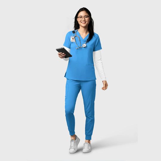 Wink Scrubs Women's Thrive Cargo Jogger Scrub Pant Malibu Blue | scrub-supply.com