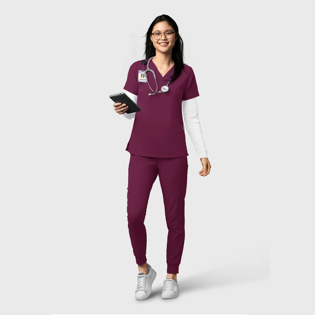 Wink Scrubs Women's Thrive Cargo Jogger Scrub Pant Wine | scrub-supply.com