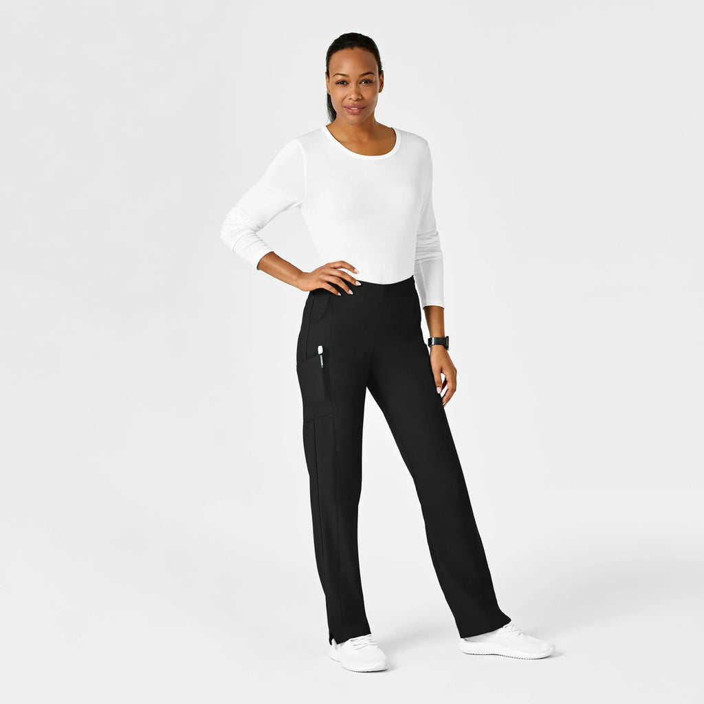 Wink Scrubs Women's Flat Front Cargo Scrub Pant Black | scrub-supply.com