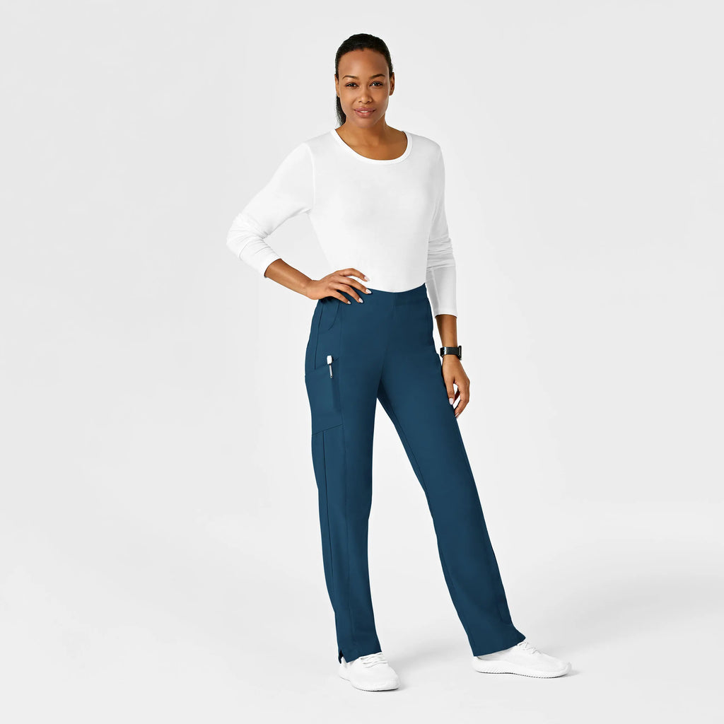 Wink Scrubs Women's Flat Front Cargo Scrub Pant Caribbean Blue | scrub-supply.com