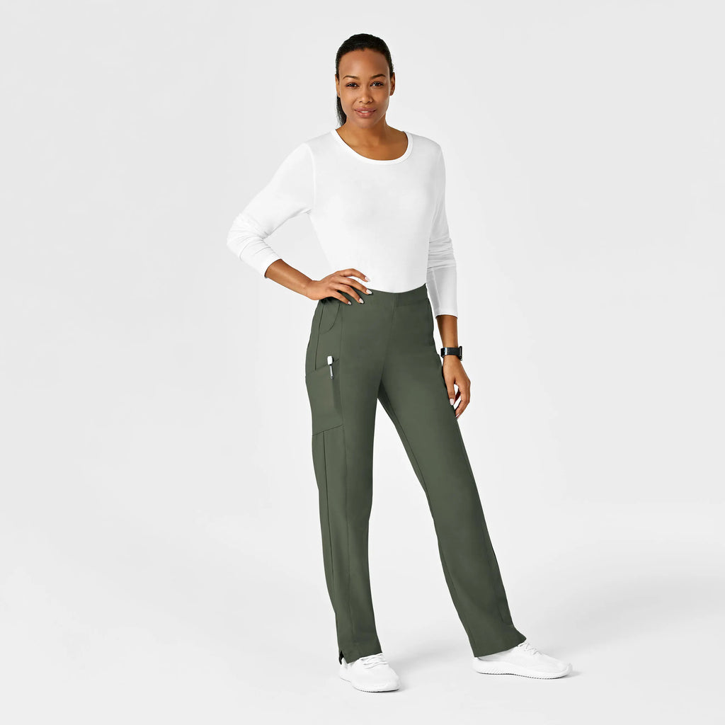 Wink Scrubs Women's Flat Front Cargo Scrub Pant Olive | scrub-supply.com