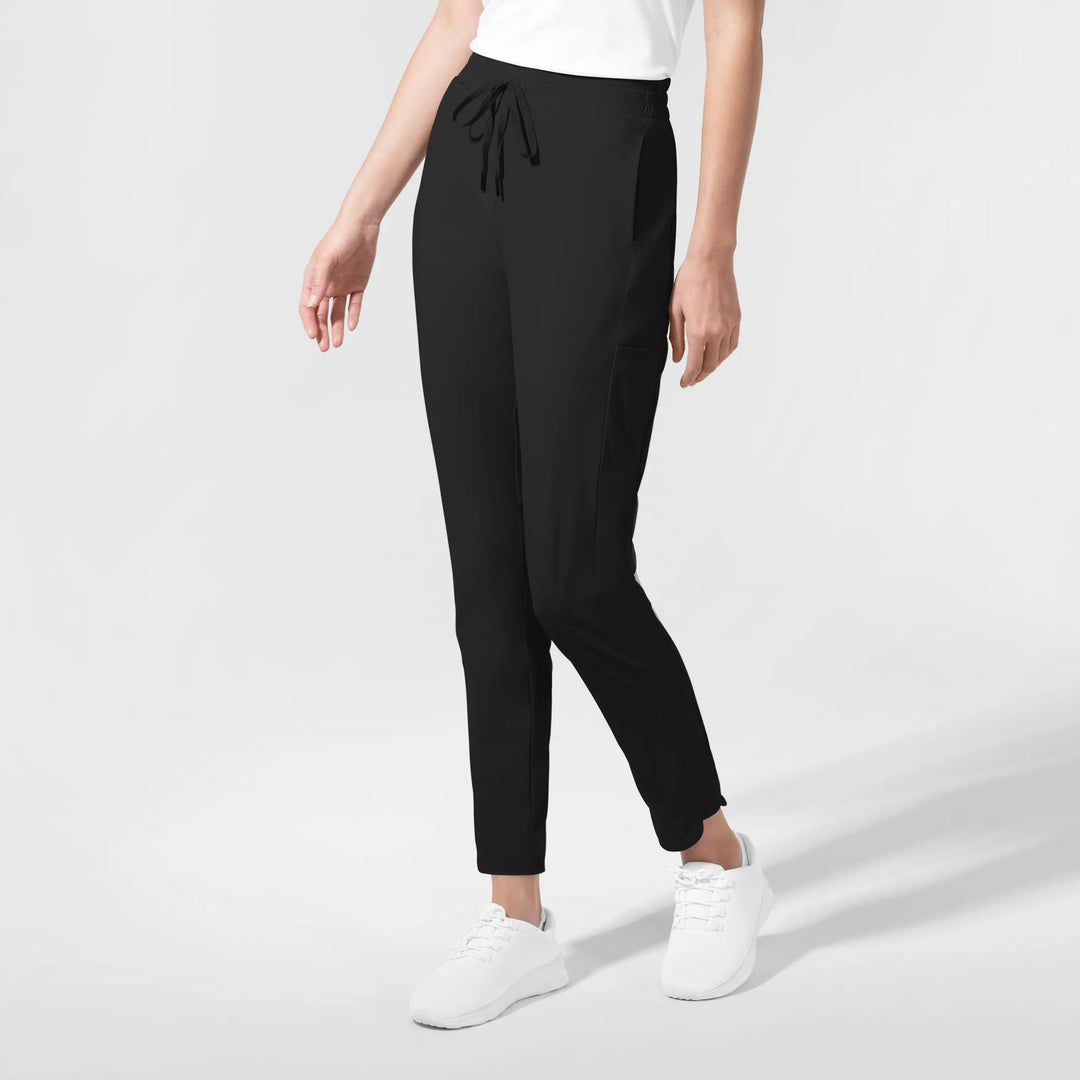 Wink Scrubs Women's Pulse High Rise Tapered Scrub Pant Black | scrub-supply.com