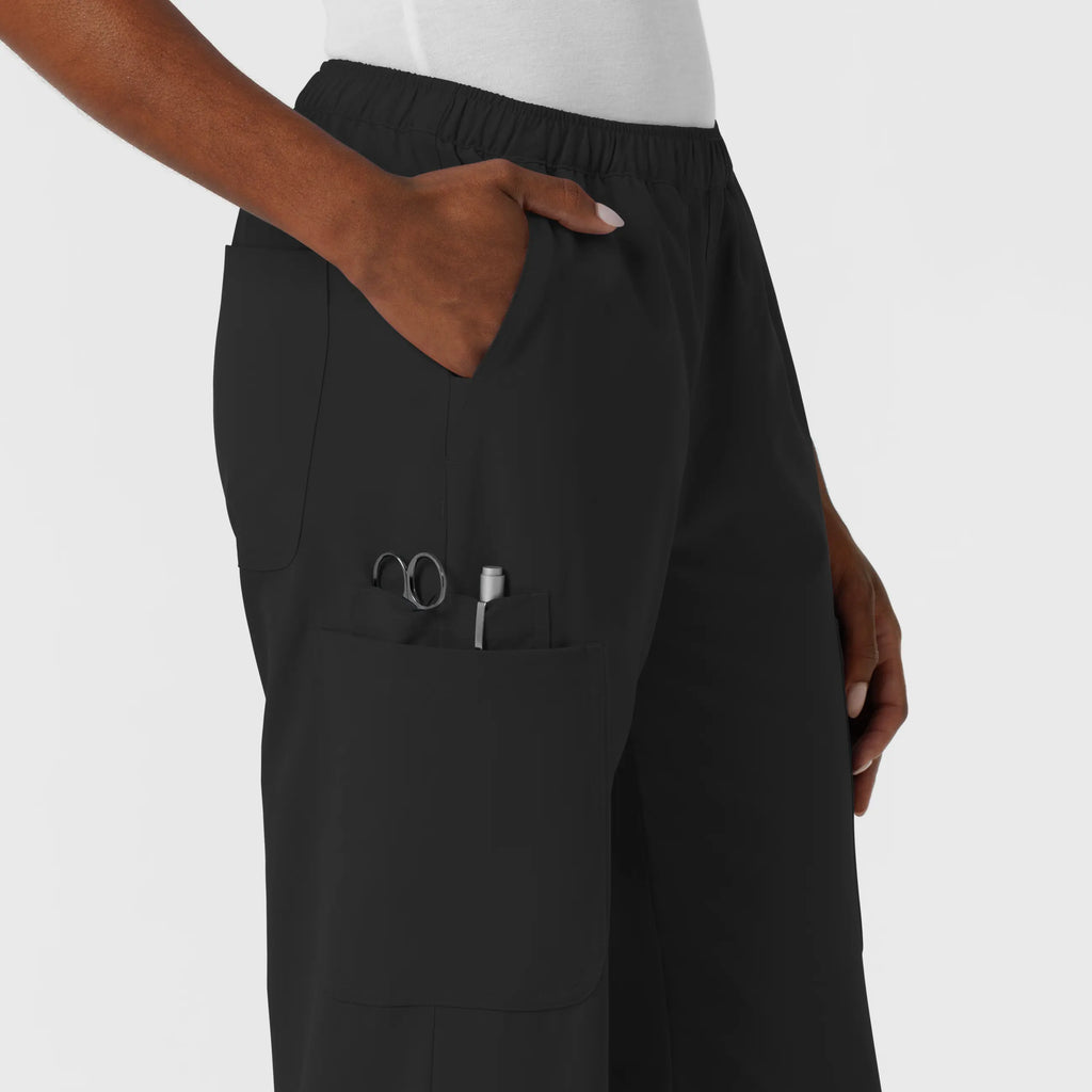 Wink Scrubs Women's NURTUR Straight Leg Cargo Scrub Pant Black | scrub-supply.com