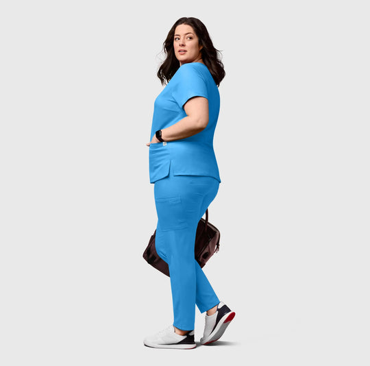 Wink Scrubs Women's Cargo Straight Slim Leg Scrub Pant Malibu Blue | scrub-supply.com