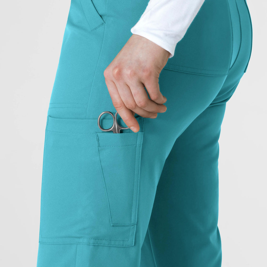 Wink Scrubs Women's Cargo Straight Slim Leg Scrub Pant Teal | scrub-supply.com