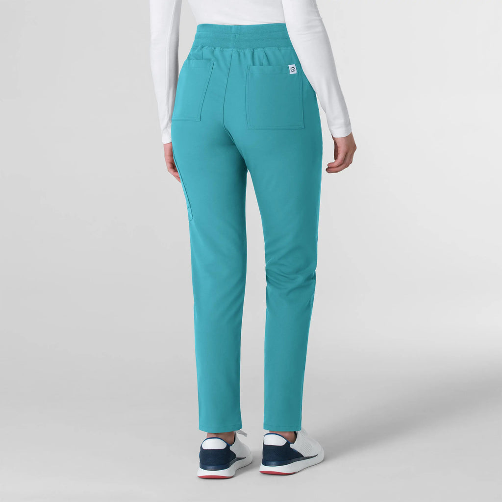 Wink Scrubs Women's Cargo Straight Slim Leg Scrub Pant Teal | scrub-supply.com