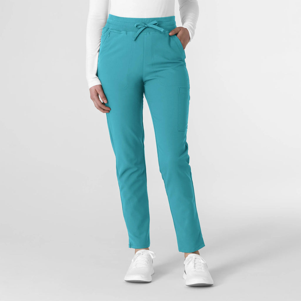 Wink Scrubs Women's Cargo Straight Slim Leg Scrub Pant Teal | scrub-supply.com