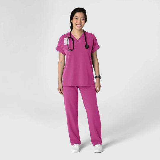 Wink Scrubs Women's Stovepipe High-Low Hem Scrub Pant Raspberry | scrub-supply.com