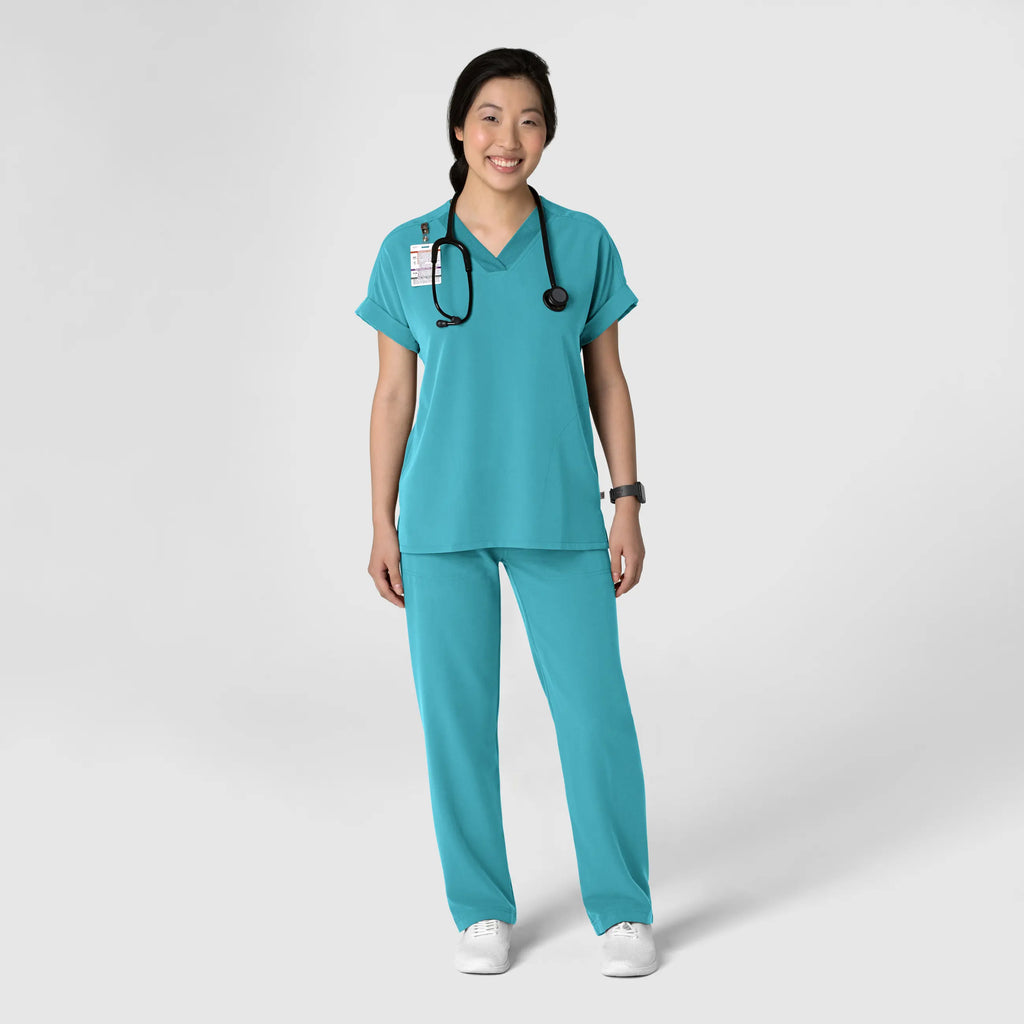 Wink Scrubs Women's Stovepipe High-Low Hem Scrub Pant Teal | scrub-supply.com