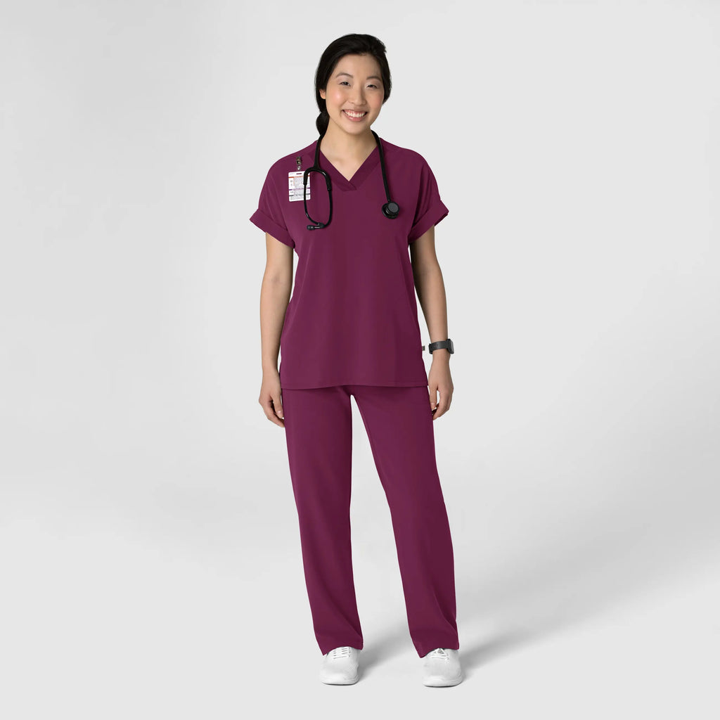 Wink Scrubs Women's Stovepipe High-Low Hem Scrub Pant Wine | scrub-supply.com