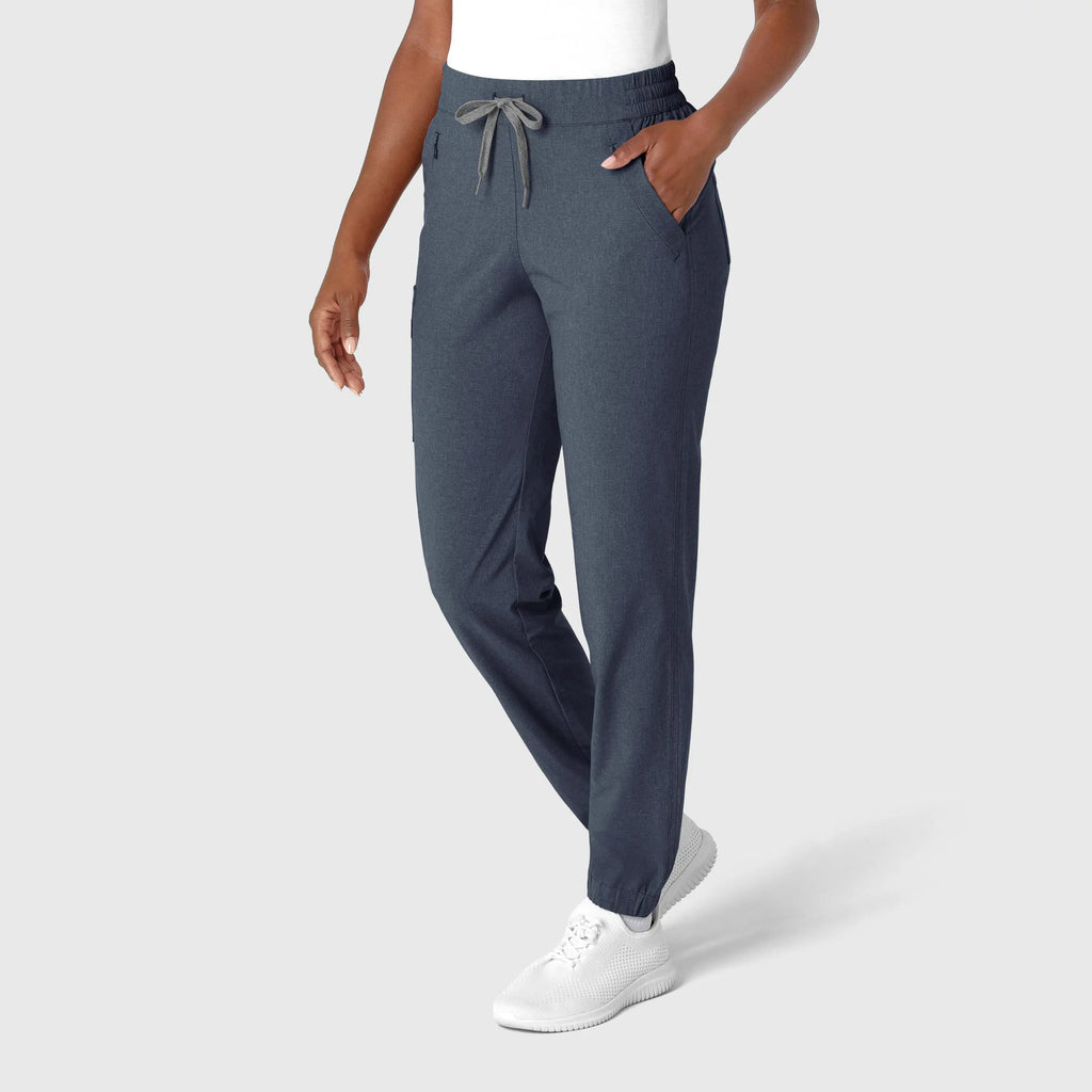 Wink Scrubs Women's RENEW Jogger Scrub Pant Navy Heather | scrub-supply.com