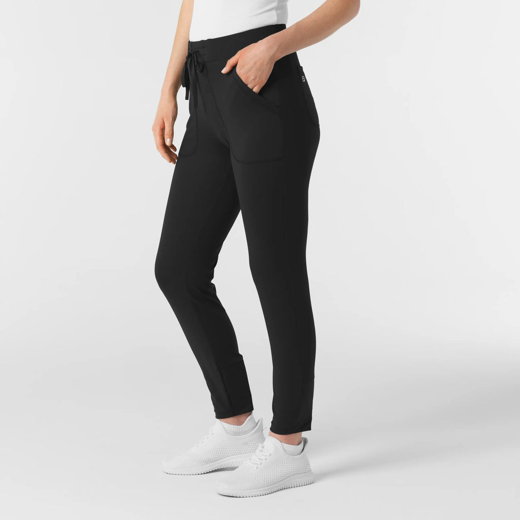 Wink Scrubs Knit Women's Track Scrub Pant Black | scrub-supply.com