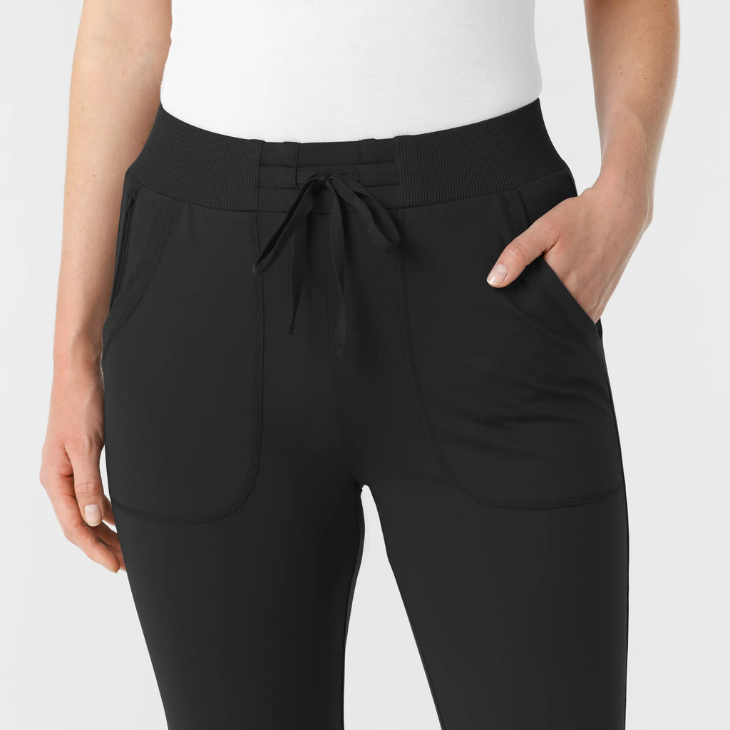 Wink Scrubs Knit Women's Track Scrub Pant Black | scrub-supply.com