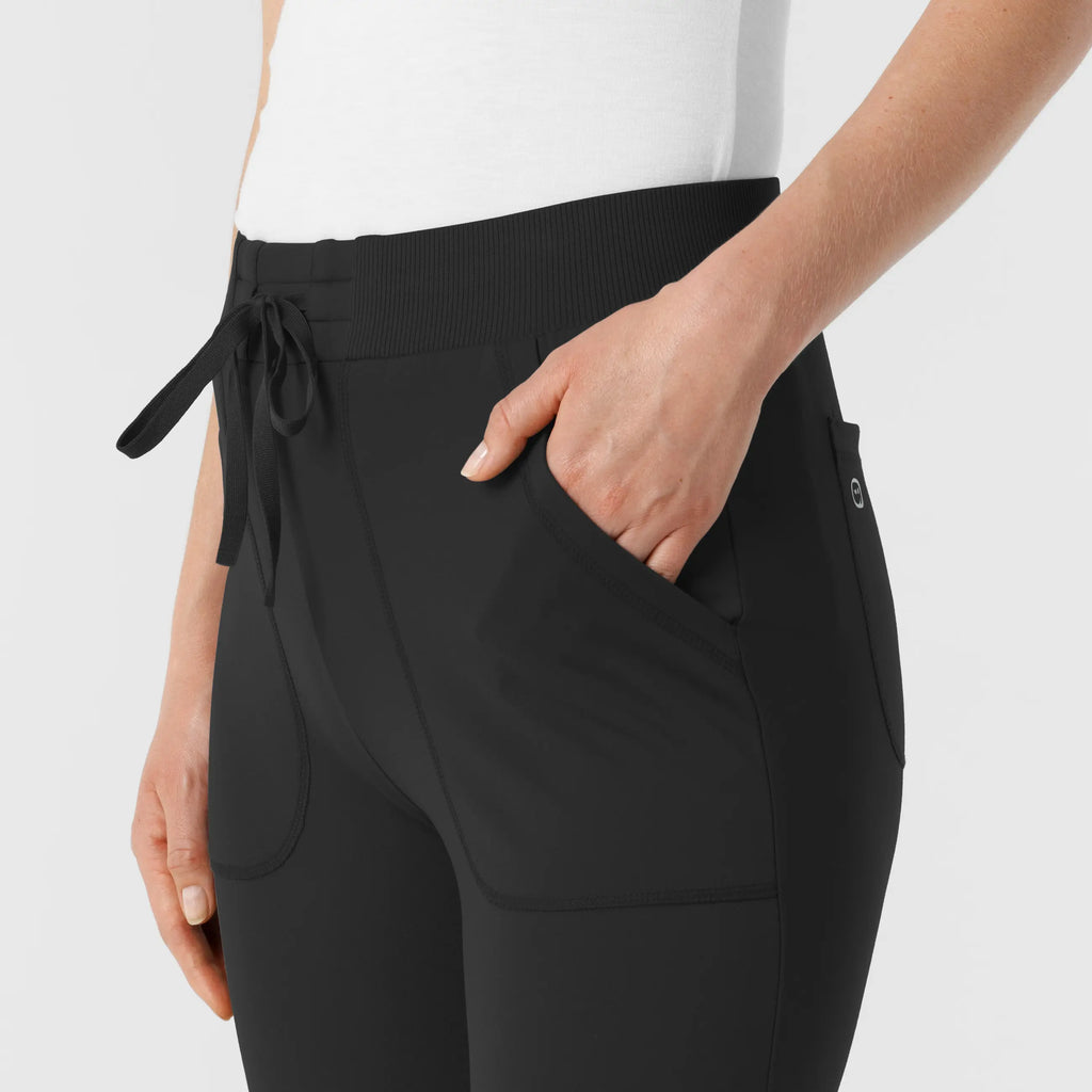 Wink Scrubs Knit Women's Track Scrub Pant Black | scrub-supply.com