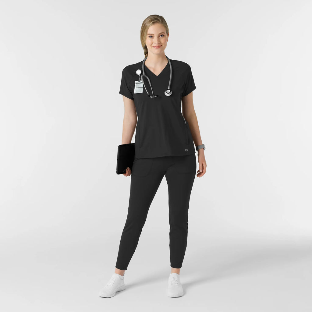 Wink Scrubs Knit Women's Track Scrub Pant Black | scrub-supply.com