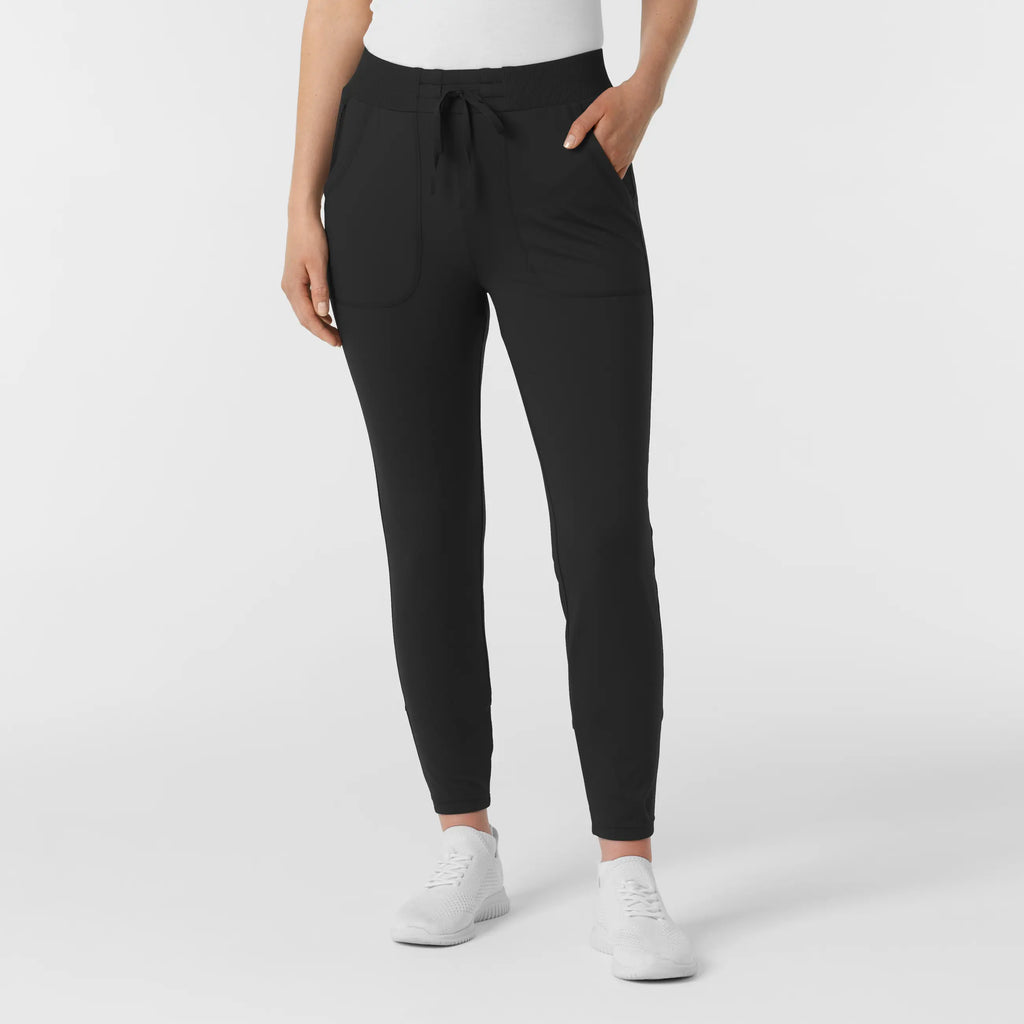 Wink Scrubs Knit Women's Track Scrub Pant Black | scrub-supply.com