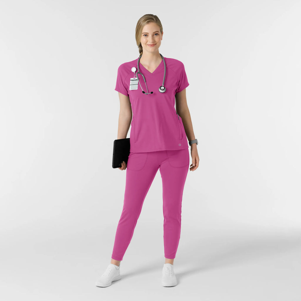 Wink Scrubs Knit Women's Track Scrub Pant Raspberry | scrub-supply.com