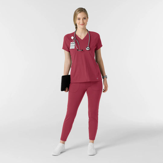 Wink Scrubs Women's Knit Track Scrub Pant Ruby | scrub-supply.com