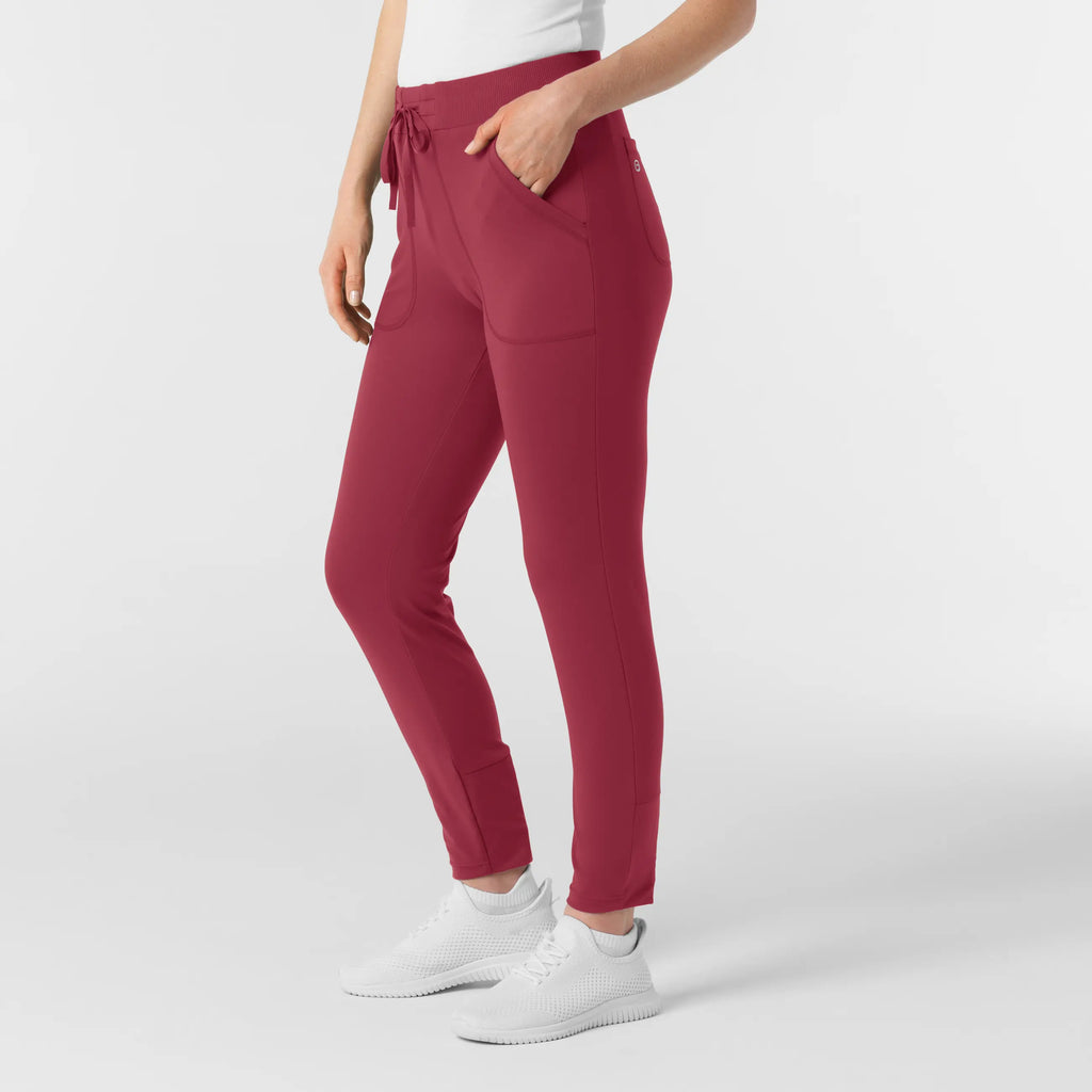 Wink Scrubs Women's Knit Track Scrub Pant Ruby | scrub-supply.com