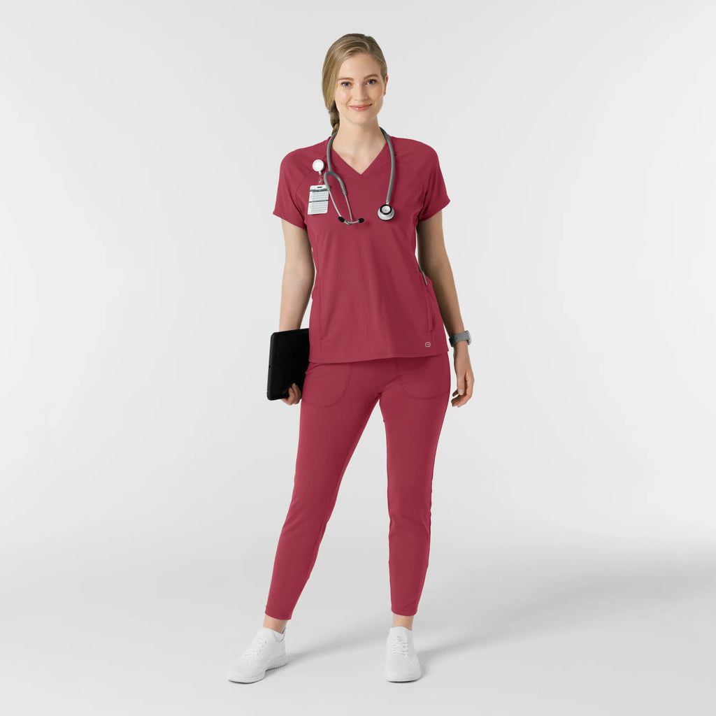 Wink Scrubs Women's Knit Track Scrub Pant Ruby | scrub-supply.com