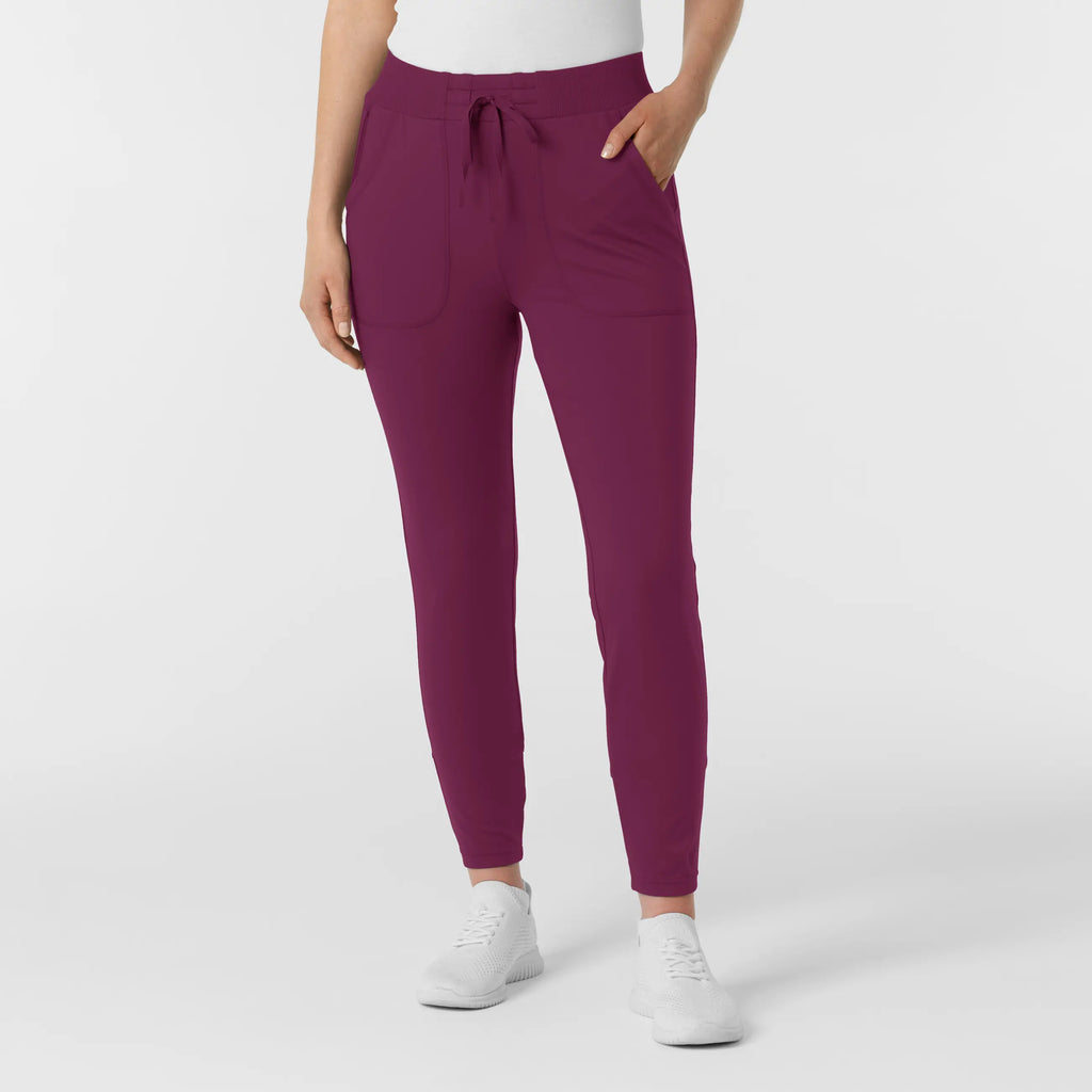 Wink Scrubs Knit Women's Track Scrub Pant Wine | scrub-supply.com