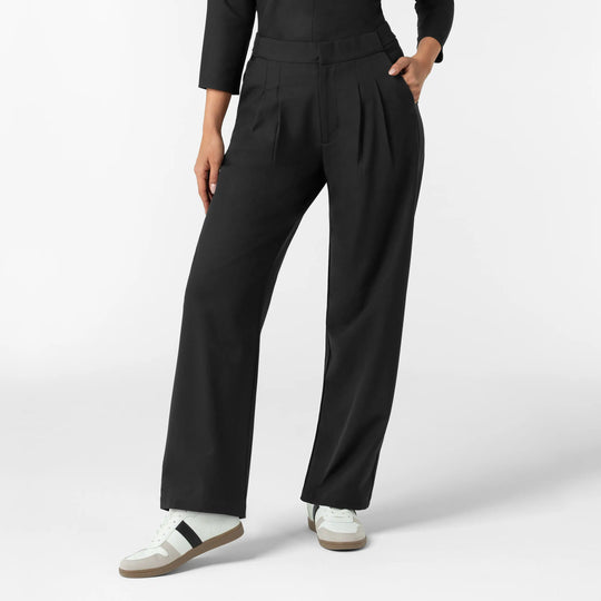 Wink Scrubs Women's Pleated Wide Leg Scrub Trouser Black | scrub-supply.com