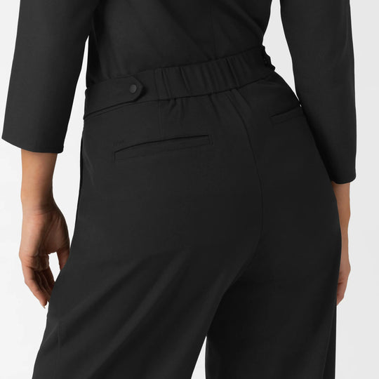 Wink Scrubs Women's Pleated Wide Leg Scrub Trouser Black | scrub-supply.com
