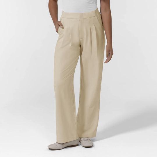 Wink Scrubs Women's Pleated Wide Leg Scrub Trouser Coconut Milk | scrub-supply.com