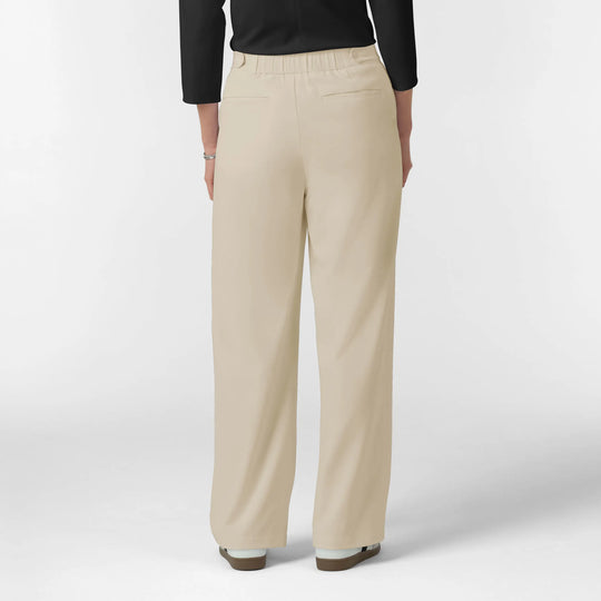 Wink Scrubs Women's Pleated Wide Leg Scrub Trouser Coconut Milk | scrub-supply.com