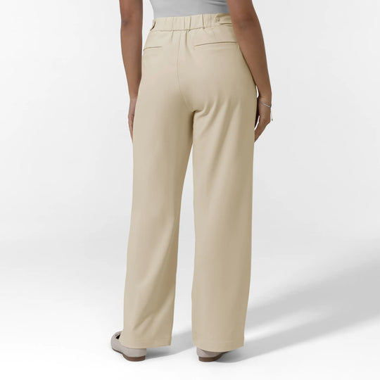 Wink Scrubs Women's Pleated Wide Leg Scrub Trouser Coconut Milk | scrub-supply.com