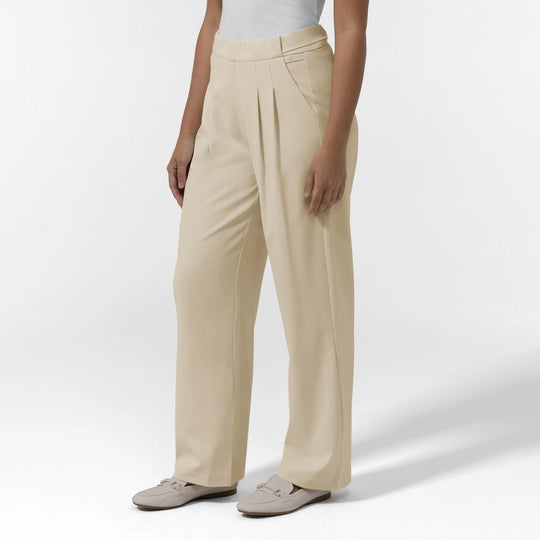 Wink Scrubs Women's Pleated Wide Leg Scrub Trouser Coconut Milk | scrub-supply.com