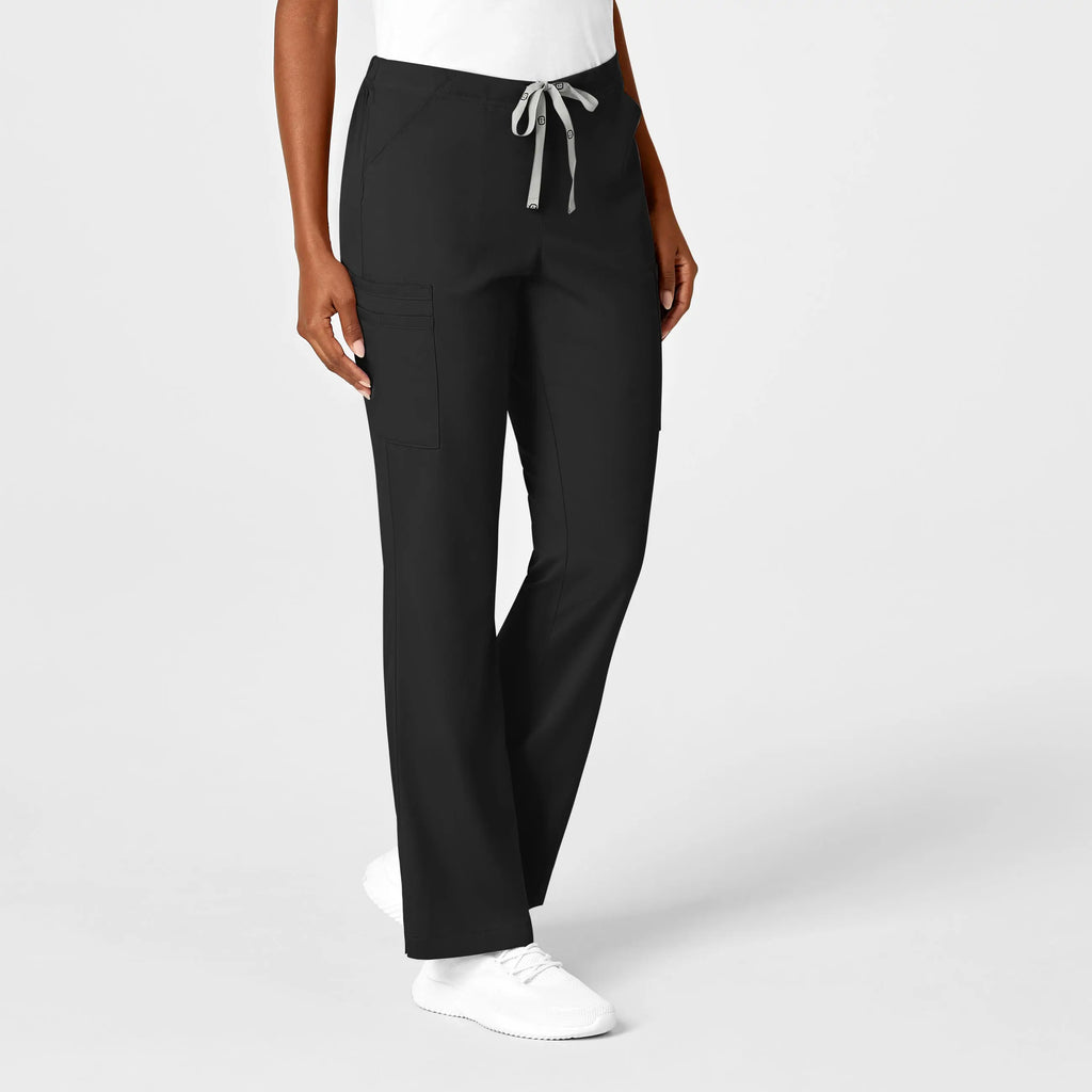 Wink Scrubs Women's Moderate Flare Leg Cargo Scrub Pant Black | scrub-supply.com